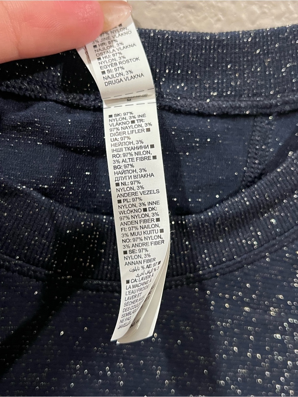 Athleta Momentum Shine Top Navy Blue Metallic Sparkle Seamless Shirt Size M. - Picture 7 of 7